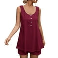 thumbnail image 1 of XuJwPNcy 2 Piece Outfits for Women Casual Sleeveless Button down Tops and Shorts Pants Summer Beach Lounge Sets, 1 of 4
