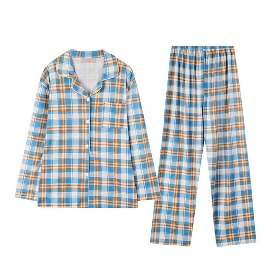 Yuzhih 2 Piece Pajama Sets for Women V Neck Button down Shirts with Wide Leg Pants Soft Comfy Pjs Outfits