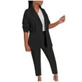 thumbnail image 1 of XuJwPNcy 2 Piece Sets for Women Long Sleeve Lapel V Neck Blazer and Pant Outfits Office Work Suit Fashion Clothes, 1 of 5