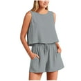 thumbnail image 1 of XuJwPNcy 2 Piece Sets for Women Summer Round Neck Sleeveless Tank Top with Shorts Matching Lounge Sets, 1 of 6