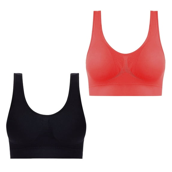 XuJwPNcy 2 Pieces Sports Bras for Women Comfort Breathable Running Bra Wireless Removable Pads Workout Bra