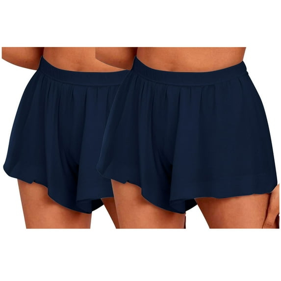 XuJwPNcy 2PCS Womens Athletic Shorts Lightweight High Waisted Running Shorts Gym Workout Wide Leg Shorts