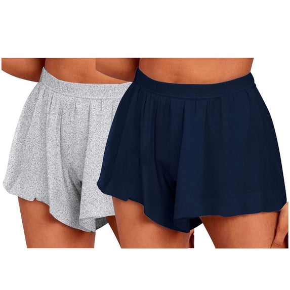 XuJwPNcy 2PCS Womens Athletic Shorts Lightweight High Waisted Running Shorts Gym Workout Wide Leg Shorts