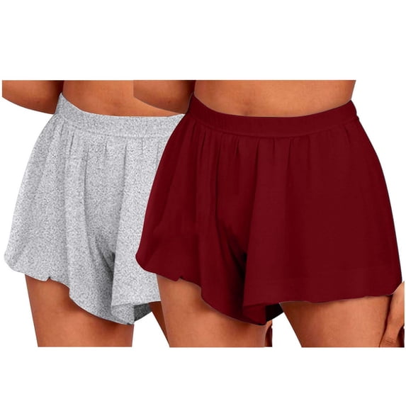 XuJwPNcy 2PCS Womens Athletic Shorts Lightweight High Waisted Running Shorts Gym Workout Wide Leg Shorts