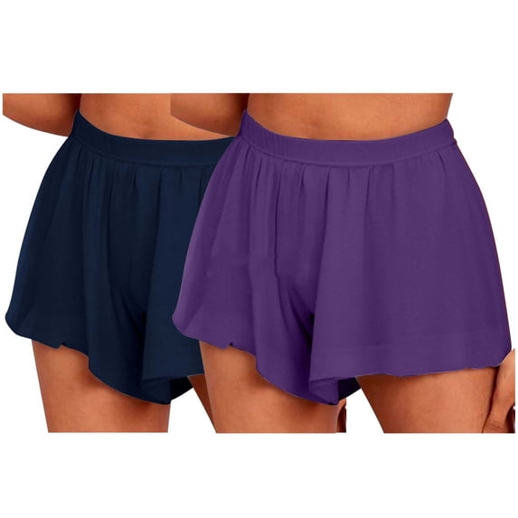 XuJwPNcy 2PCS Womens Athletic Shorts Lightweight High Waisted Running Shorts Gym Workout Wide Leg Shorts