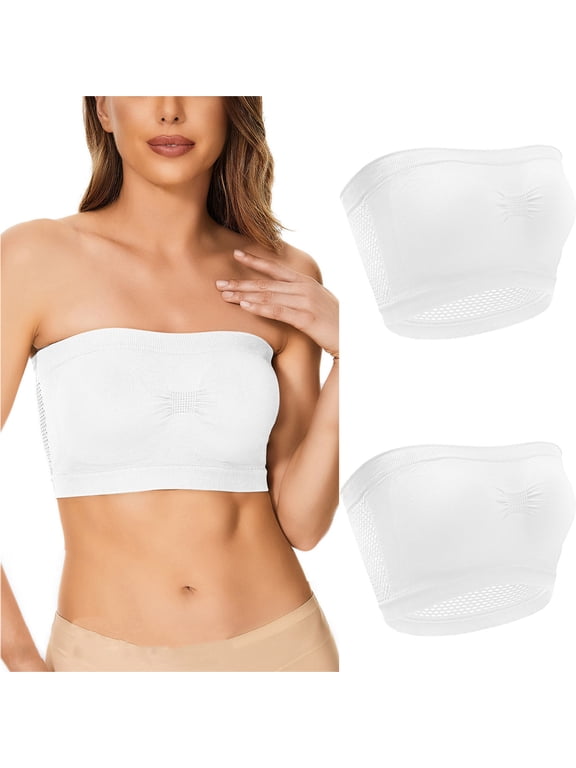 2pc Bras for Women Wirefree Padded Stretch Bra Strapless No Underwire Bralettes Full Coverage Tube Top Bras