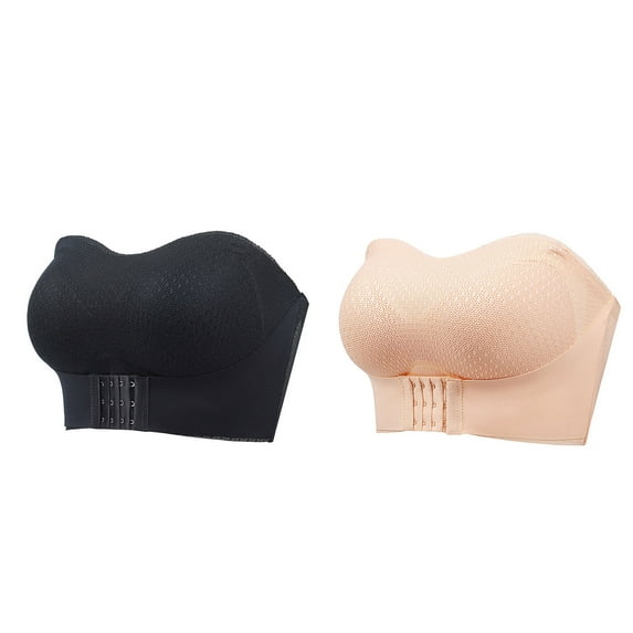 XuJwPNcy 2pc Strapless Bras Women y Bandeau Bra Front Closure Bralette Push up Seamless Wireless Tube Top Bras