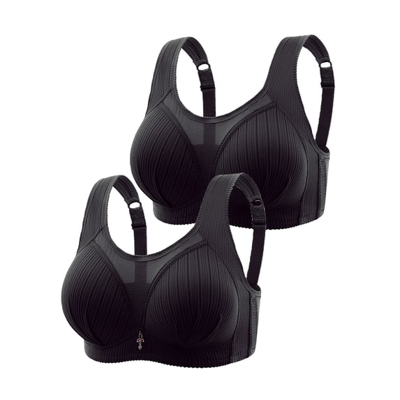 XuJwPNcy 2pc Womens Bras Comfort Breathable Wireless Padded Bra Mesh Pleated Full Coverage Everyday Bra