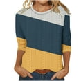 thumbnail image 1 of XuJwPNcy 3/4 Length Sleeve Womens Tops Casual Loose Crew Neck Hollow out T Shirts Summer Color Block Basic Tees, 1 of 3