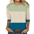thumbnail image 1 of XuJwPNcy 3/4 Length Sleeve Womens Tops Casual Loose Crew Neck Hollow out T Shirts Summer Color Block Basic Tees, 1 of 3