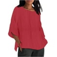thumbnail image 1 of XuJwPNcy 3/4 Length Sleeve Womens Tops Round Neck Loose Shirt Summer Fashion Blouses Hollow out Tees, 1 of 6