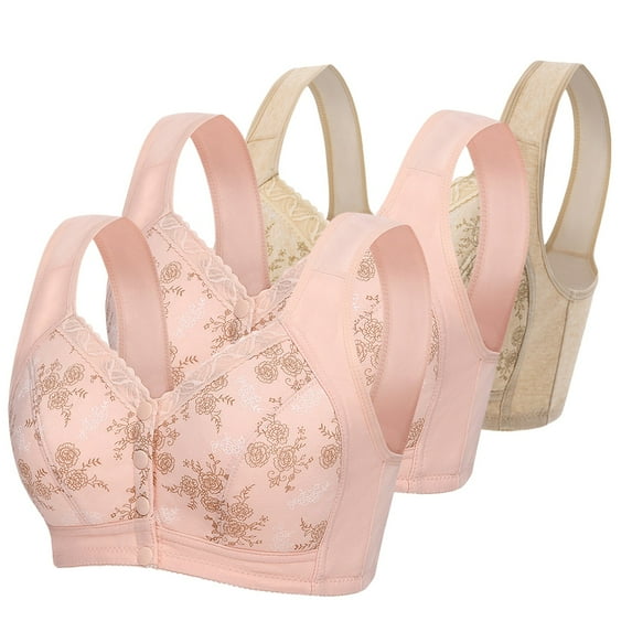 Yuzhih 3 PCS Women's Comfort Wireless Bra Plus Size No Underwire Bralettes Soft Push up Everyday Bras