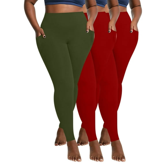 Yuzhih 3 Pack Leggings for Women Plus Size High Waisted Yoga Pants Butt Lifting Leggings for Workout Running