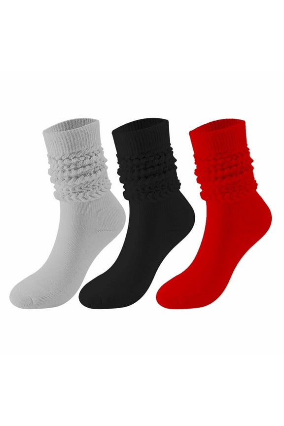 3 Pack Slouch Socks for Women and Mens Thick Long Knee High Socks Ribbed Knit Socks Soft Scrunch Socks