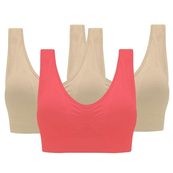 Yuzhih 3 Pack Sports Bra for Women Wireless Push up Bras Tank Top Bra Seamless Comfortable Full-Coverage Underwear