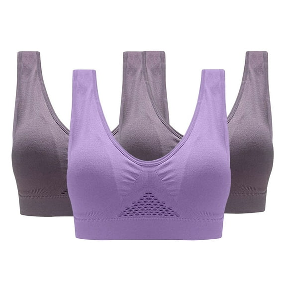 Yuzhih 3 Pack Sports Bra for Women Wireless Push up Bras Tank Top Bra Seamless Comfortable Full-Coverage Underwear