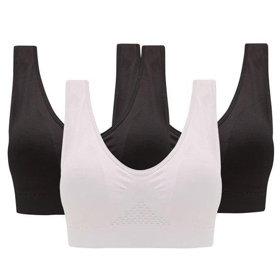 Yuzhih 3 Pack Sports Bra for Women Wireless Push up Bras Tank Top Bra Seamless Comfortable Full-Coverage Underwear