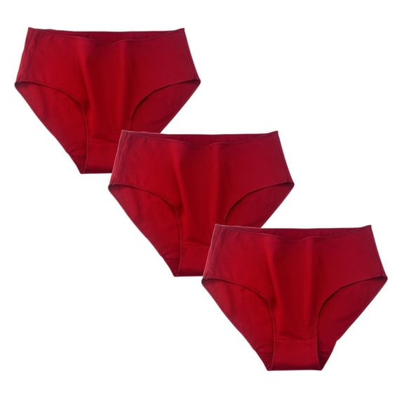 XuJwPNcy 3 Pack Women's Cotton Underwear Low Waist Stretch Briefs Soft Underpants Solid Full Coverage Panties