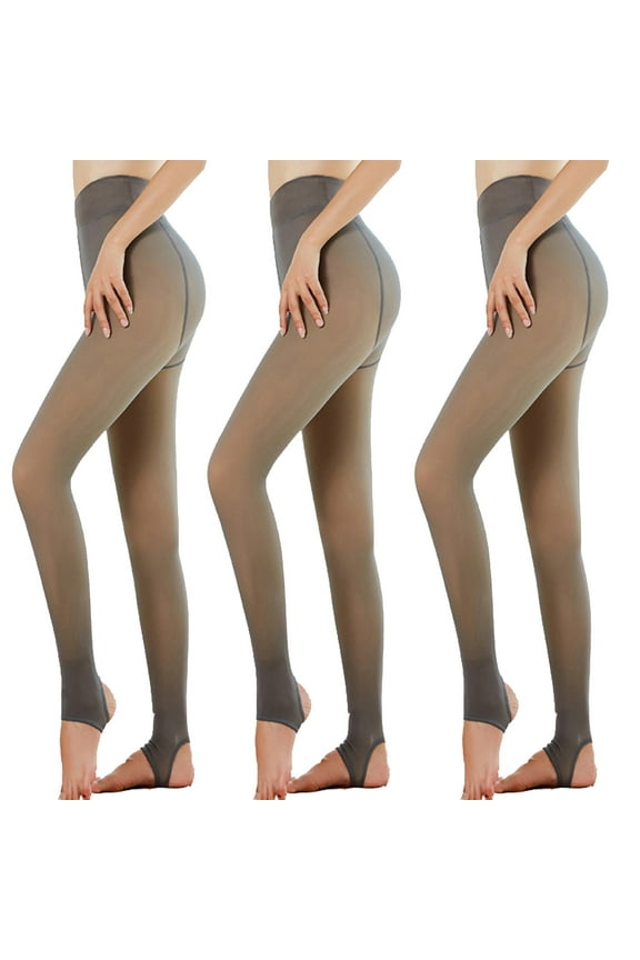 Yuzhih 3PCS Fleece Lined Tights Women High Waisted Warm Solid Leggings Winter Fuzzy Thickened Stockings Tights