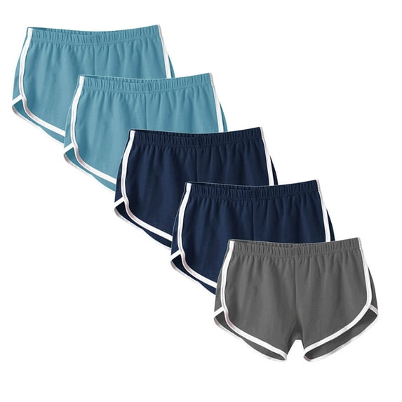 XuJwPNcy 5 Pack Women's Athletic Shorts High Waisted Running Shorts Sport Shorts Gym Elastic Workout Shorts