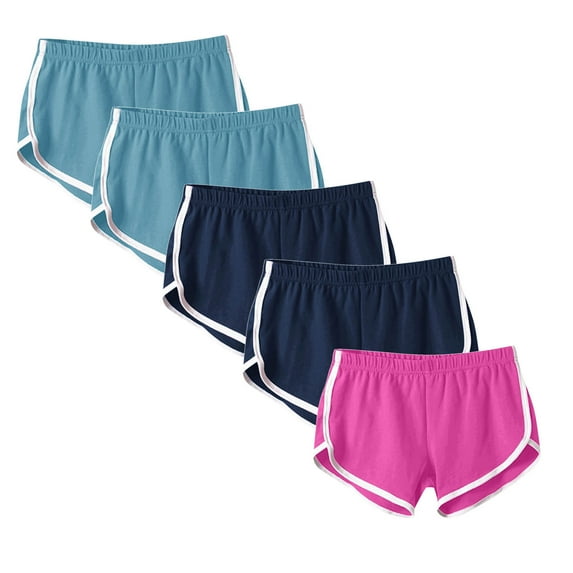 XuJwPNcy 5 Pack Yoga Shorts Womens Summer Running Gym Sports Shorts with Pockets Casual Lounge Shorts
