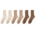thumbnail image 1 of XuJwPNcy 6 Pairs Womens Cotton Knit over Ankle Socks Soft Warm Knit Socks Solid Color Thick Crew Socks, 1 of 3