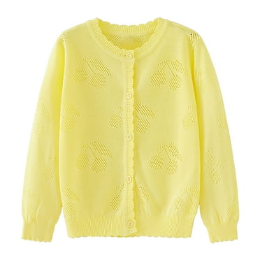 Yuzhih Baby Girls Cardigan Long Sleeve V-Neck Knit Sweater Button Closure Hollow out Outwear Toddler Clothes