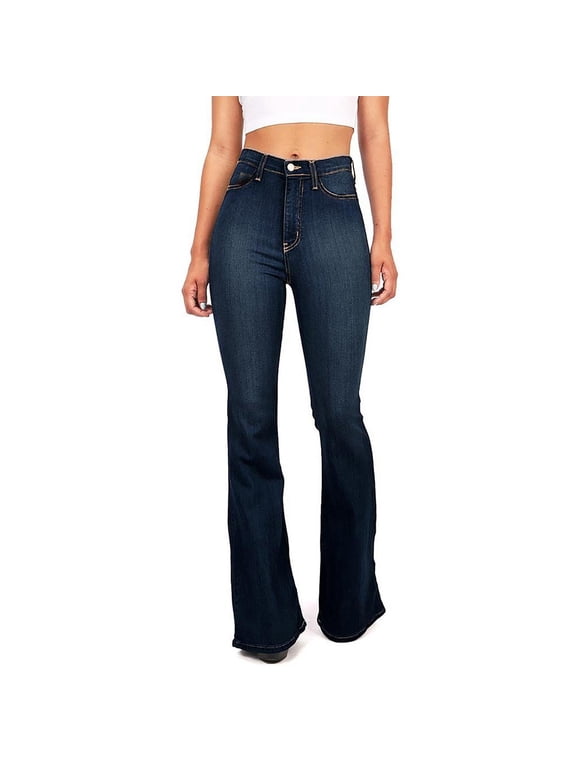 Bell Bottom Jeans for Women High Waisted Wide Leg Pants Summer Trendy Stretch Flare Denim Trousers