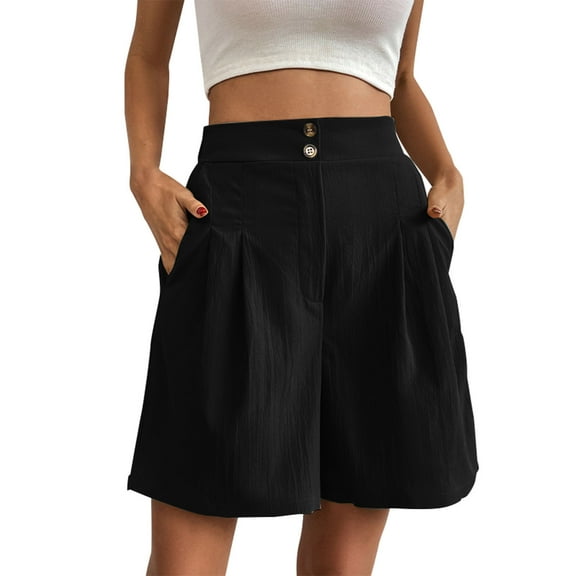 XuJwPNcy Bermuda Shorts for Women Knee Length Casual Summer Trendy Wide Leg Shorts with Pockets