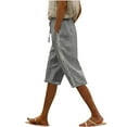 thumbnail image 1 of XuJwPNcy Bermuda Shorts for Women Knee Length Drawstring Shorts High Waisted Cotton Linen Long Shorts Casual Beach Shorts, 1 of 7