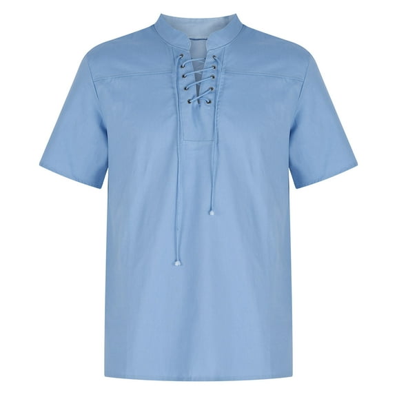 XuJwPNcy Big and Talls T Shirts for Men Summer Vintage Drawstring Short Sleeve Tops Casual Solid Comfy Shirt