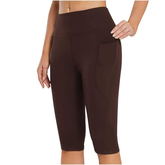 XuJwPNcy Biker Shorts for Women Elastic High Rise Stretchy Athletic Yoga Knee Length Shorts with Pockets