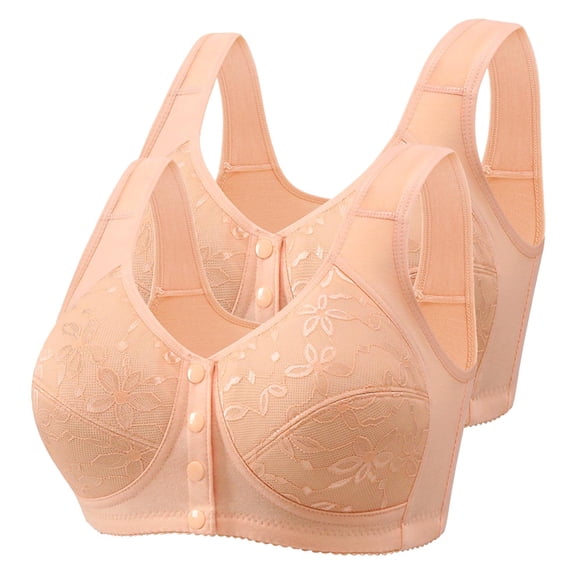 XuJwPNcy Bras for Women Front Closure Plus Size Bras Wireless Push up Full Coverage Bra Soft Breathable Underwear 2pc