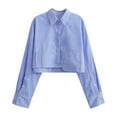 thumbnail image 1 of XuJwPNcy Button down Shirts for Women Long Sleeve Collared V Neck Cropped Tops with Pockets Trendy Blouse Tops, 1 of 4