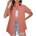 thumbnail image 1 of XuJwPNcy Button down Shirts for Women Short Sleeve Solid Color Blouses Dressy Casual V Neck Summer Tops, 1 of 6