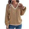 thumbnail image 1 of XuJwPNcy Cable Knit Sweater Womens Soft Pullover Lightweight Ladies Casual Trendy Sweaters V Neck Longs Sleeve Top, 1 of 7