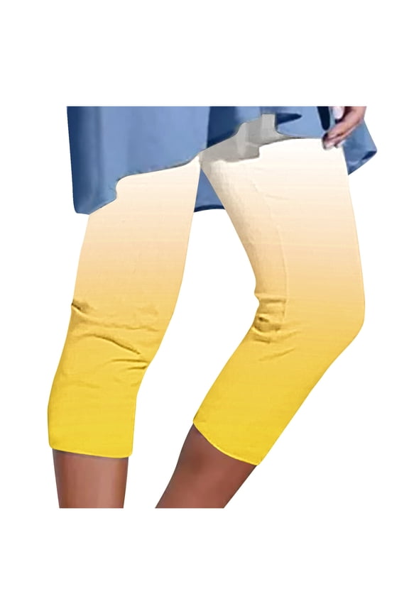 Capri Leggings for Women Elastic Waist Knee Length Capri Pants Yoga Athletic Pants Summer Beach Capris