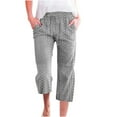 thumbnail image 1 of XuJwPNcy Capri Pants for Women Casual Drawstring Elastic High Waist Pants Straight Leg Plus Size Lounge Capris, 1 of 6