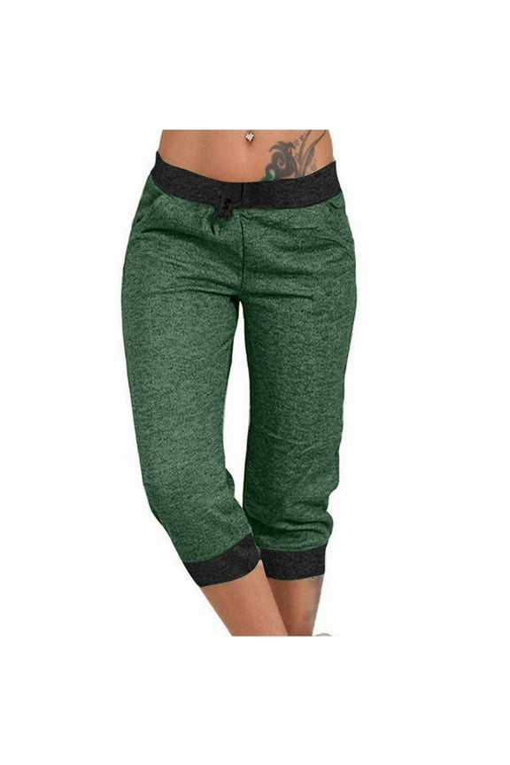 Yuzhih Capri Pants for Women Summer Casual Drawstring Capri Sweatpants with Side Pockets Lightweight Hiking Jogger Pants