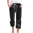 thumbnail image 1 of XuJwPNcy Capri Pants for Women Summer Casual Drawstring Waisted Straight Leg Trousers Printed Cropped Pants with Pockets, 1 of 4