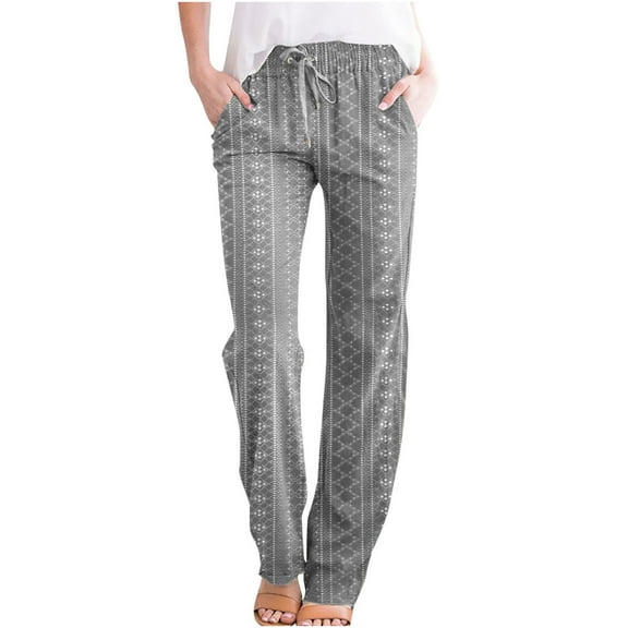 XuJwPNcy Capri Pants for Women Trendy Elastic Waist Drawstring Capris Casual Summer Eyelet Plus Size Pocket Trouser