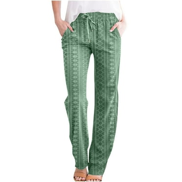 Yuzhih Capri Pants for Women Trendy 2024 Elastic Waist Drawstring Capris Casual Summer Eyelet Plus Size Pocket Trouser