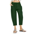 thumbnail image 1 of XuJwPNcy Capris Pants for Women Plus Size Summer Cotton Linen Drawstring Capris with Pocket Beach Loose Casual Trousers, 1 of 5