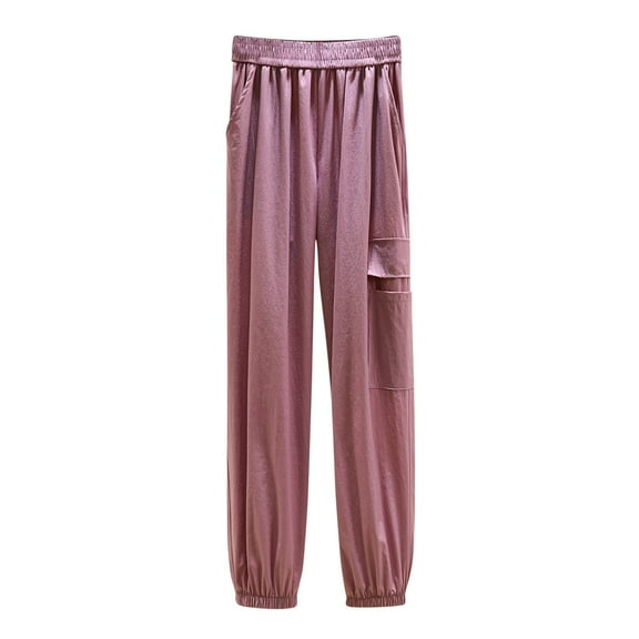 XuJwPNcy Cargo Pants for Women High Waisted Drawstring Pants with Pockets Trendy Lightweight Hiking Pants