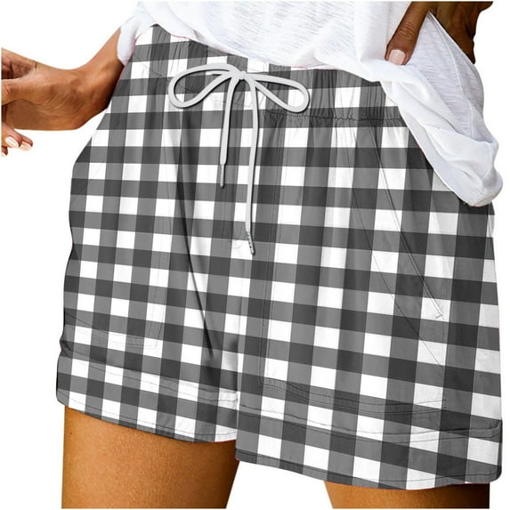 XuJwPNcy Casual Shorts for Women Drawstring High Waist Printed Shorts Summer Fashion Shorts with Pockets