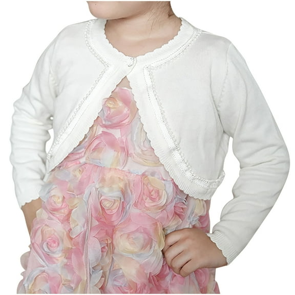 XuJwPNcy Children Girl's Cardigan Sweater Fall Solid Cover up Cropped Tops Long Sleeve Button Open Front
