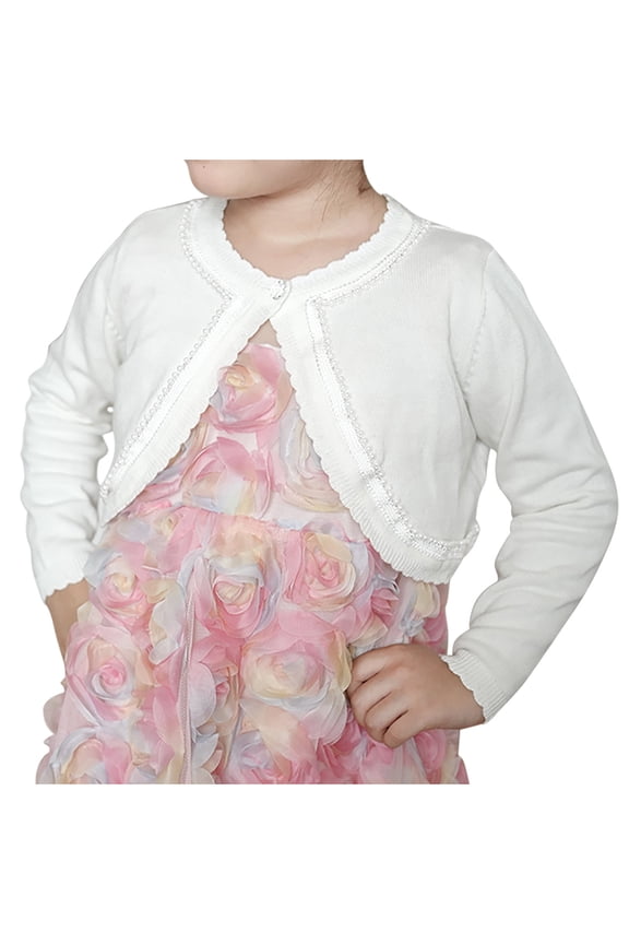 Children Girl's Cardigan Sweater Fall Solid Cover up Cropped Tops Long Sleeve Button Open Front
