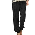 thumbnail image 1 of XuJwPNcy Cotton Linen Pants for Women Loose Drawstring Lightweight Trousers Summer Cinch Bottom Casual Pants with Pockets, 1 of 6