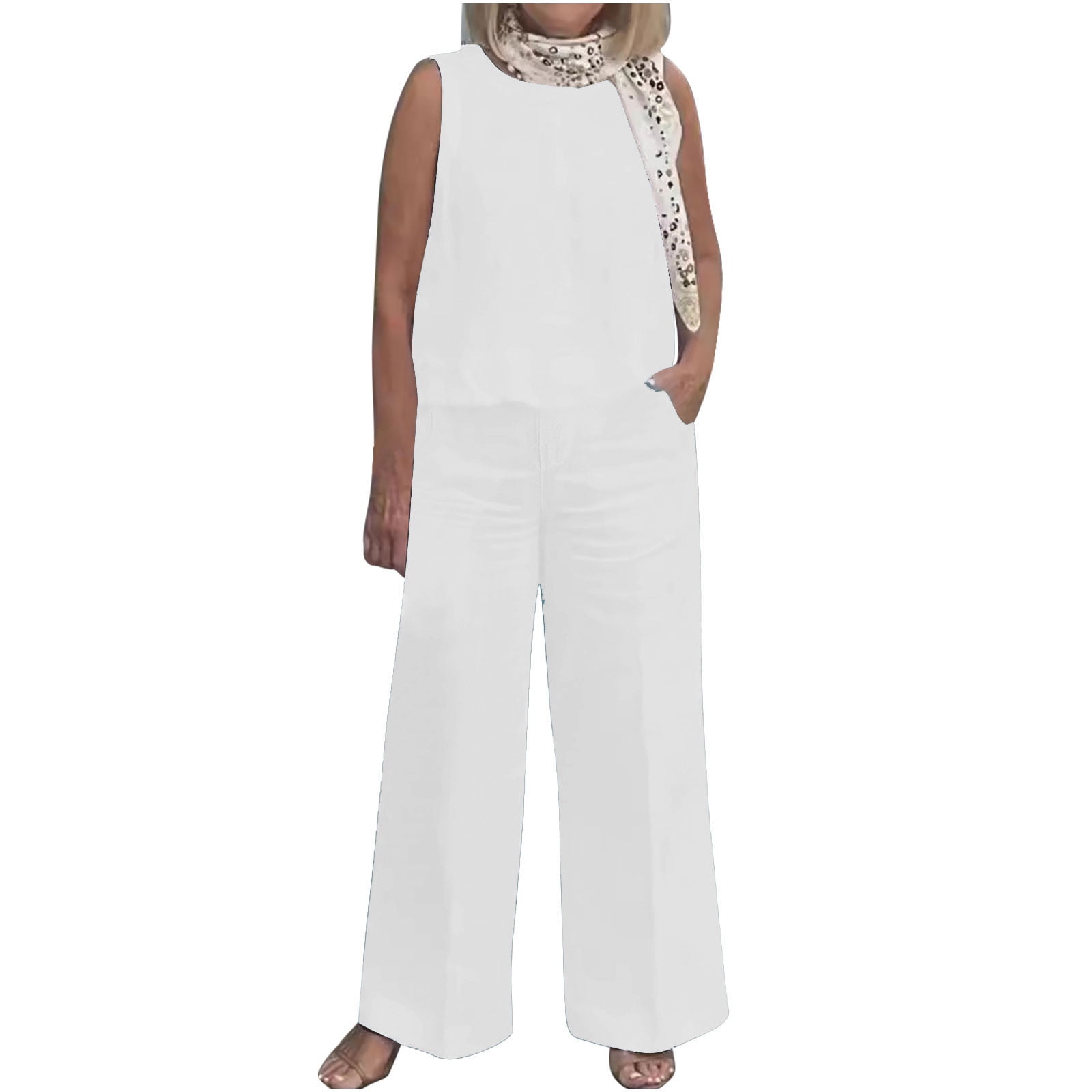 Linen Two Piece Set, Wide Sleeve Linen Top And Wide Leg Pants Set