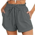 thumbnail image 1 of XuJwPNcy Cotton Linen Shorts for Women Casual High Waisted Wide Leg Drawstring Cute Summer Beach Shorts, 1 of 6